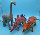 1985 Imperial Dinosaur 3 Piece Lot. Brachiosaurus, Styracosaurus, Stegosaurus