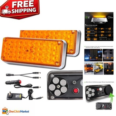 Durable Waterproof Amber Strobe Lights with Strong Magnetic Hold - 5 Patterns