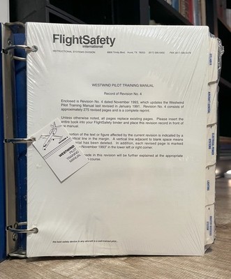 WESTWIND PILOT TRAINING MANUAL New Shrinkwrap 1993 Revision 4 Aviation Binder