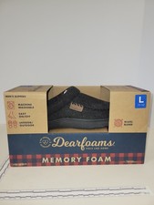 Dearfoams Men's Black Wool Blend Memory Foam Clog Slippers Size L 11-12 New