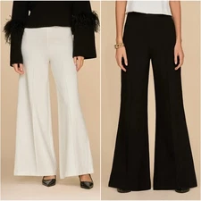 Ava Ultra-Sculpting Ponte Wide Leg Pant Black and Pearl  THE NOLI SHOP