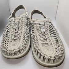 KEEN UNEEK Sandals Mens Size 12 White Woven Slip-On Contour Arch Summer Outdoor