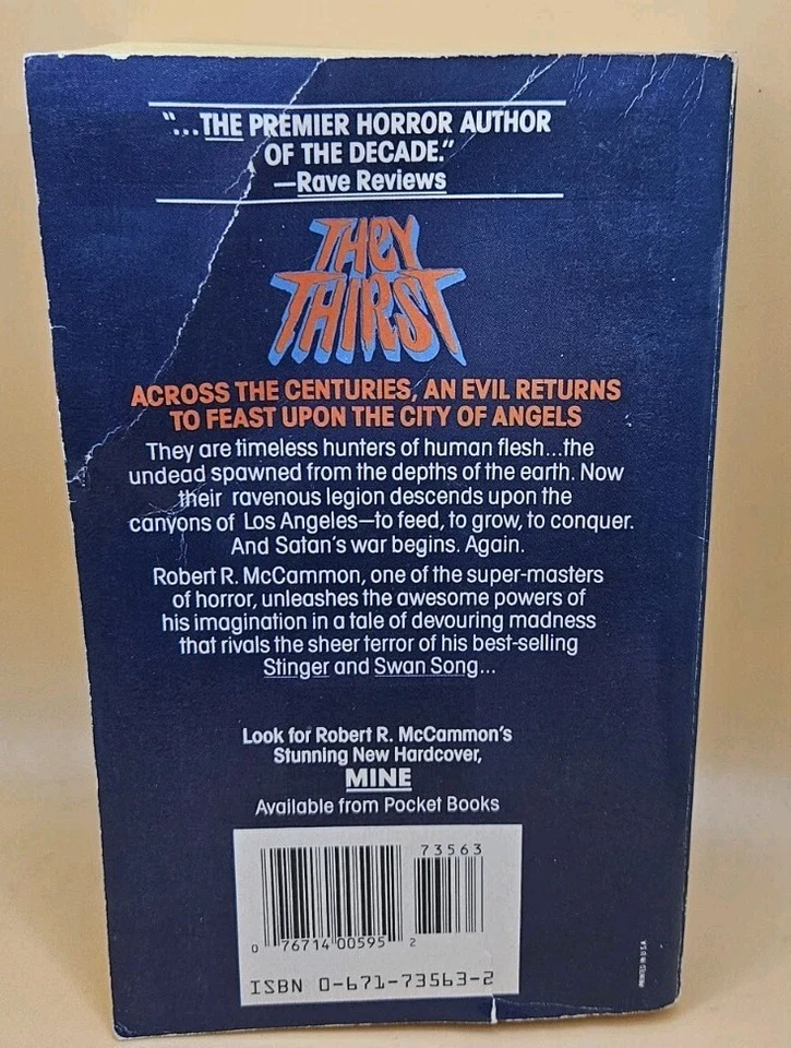 They Thirst Robert McCammon 1988 1st Printing Rare Horror Paperbacks From Hell Foto 2 de 4