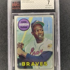 1969 Topps Hank Aaron #100 Beckett Vintage Grading 7 Near Mint BVG Graded
