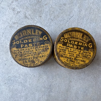 2 Burnley Soldering Paste Metal Full Can by Burnley Battery Co. Half Full