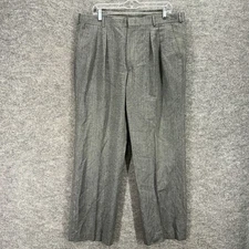 Neil Martin Dress Pants Men 38*32 Gray Mid Rise Pleated Wool Straight Pockets