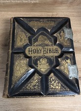 Antique 1883 Illustrated Family Bible Revised Version/King James NT Parallel