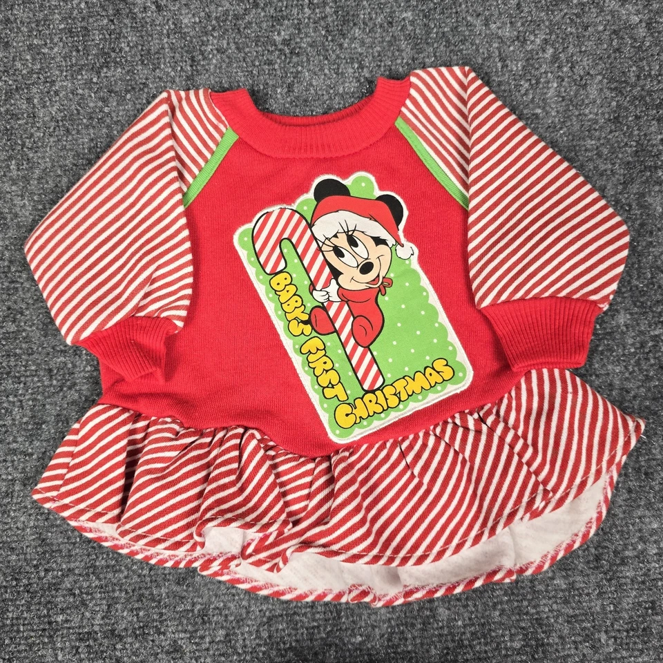 Vintage 80s Disney Babies Minnie Mouse Baby's First Christmas Sweatsuit Set 0-3m - Image 4 of 4