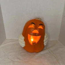 Vintage 1998 Paper Magic Light Up Halloween Pumpkin  Foam Blow Mold 10" Plug in