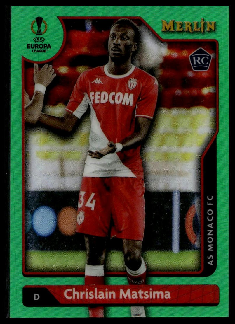2021-22 Merlin UEFA Champions #134 Chrislain Matsima Green Refractor #/99 RC