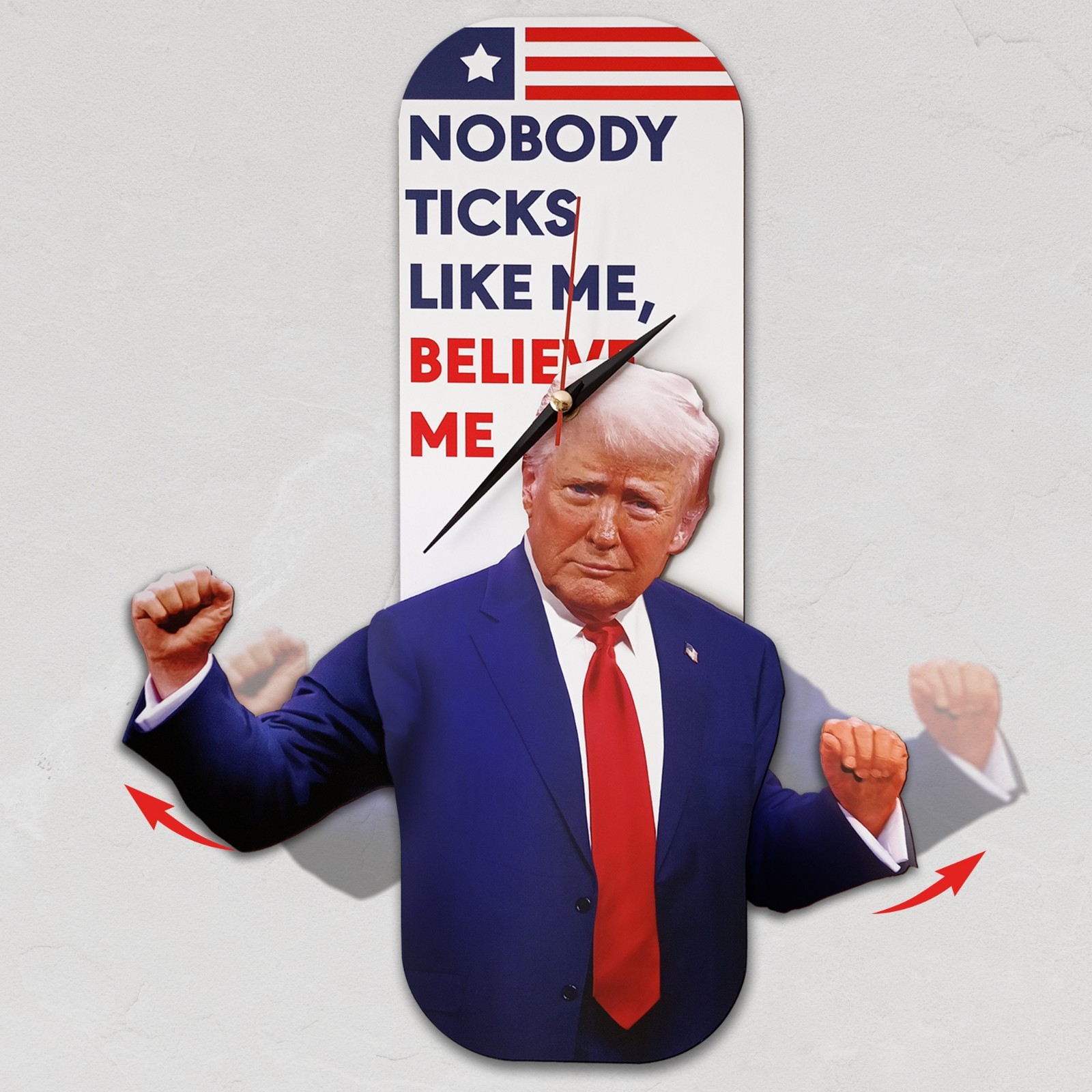 Donald Trump Wall Clock, Funny Dancing Trump Pendulum Clock,