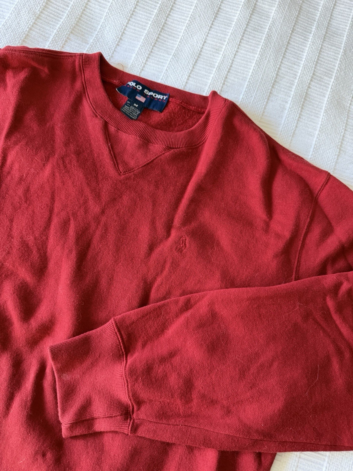 VTG 90s Polo Sport Ralph Lauren Sweatshirt Red Made in USA Men’s M Fleece