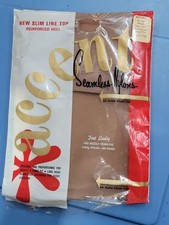 Vintage 1970s Accent Seamless Nylons Thigh Highs Pantyhose 2 Pair