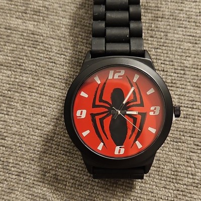 Marvel Spider-Man Black Stainless Steel Quartz Wristwatch Red/Black Analog Dial