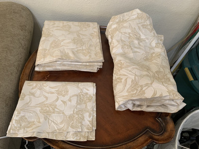 Dea Luxury Linens Giammalva Floral King Sheets 4 Piece Set Beige Champagne Italy