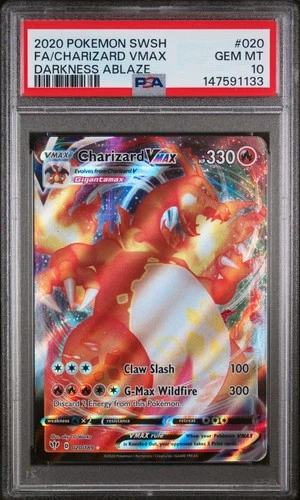 PSA 10 Charizard Vmax Pokemon Sword & Shield Darkness Ablaze 020 NM