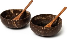 Coconut Bowl and Spoon Set 2pk, Eco Home Product, UK SELLER, Coconut Bowls