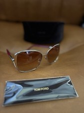 New Tom Ford Sunglasses Silver Rose Lens w/ Case, Cleaning And Polishing Cloth
