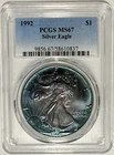 1992 American Silver Eagle PCGS MS67🌈 MONSTER RAINBOW TONER😱