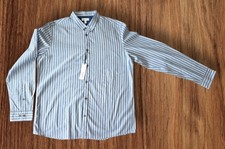 Calvin Klein Shirt Mens Size Large Blue Cotton Button Up Long Sleeve Dress