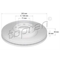 Topran Bremsscheiben Vorne Ø283 Mm BelüFtet Beschichtet FüR Peugeot 407 SW 508