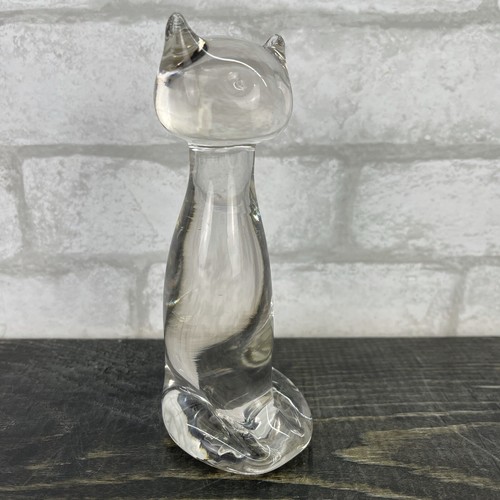 Vtg Hand Blown Glass Cat Paper Weight Decor 5 1/2” - Picture 7 of 10