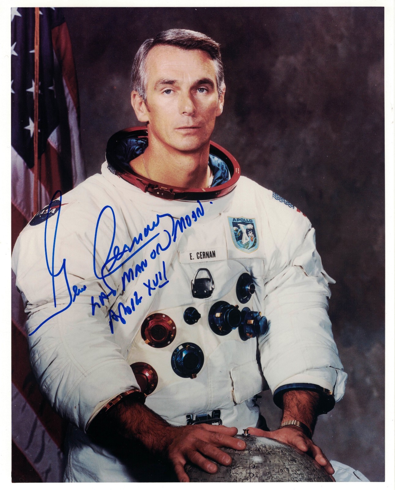 NASA Apollo 17 Astronaut Gene Cernan Signed Photo White Space Suit WSS ...
