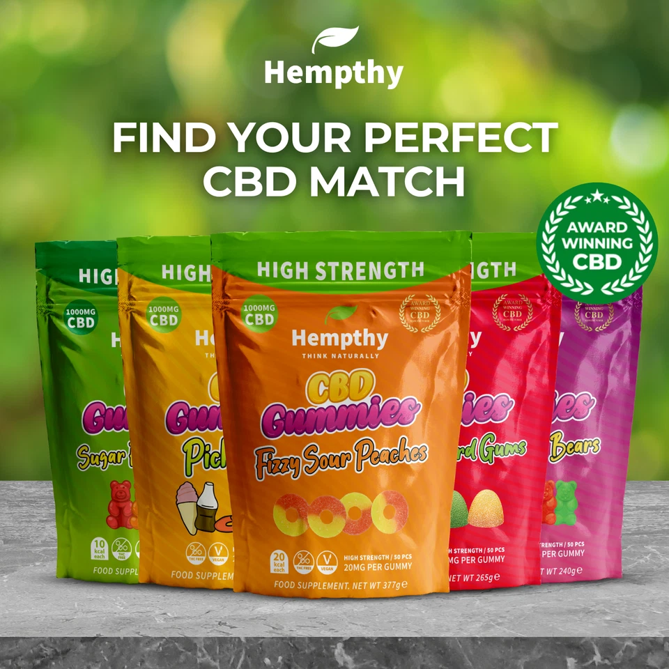 HEMPTHY CBD Gummies Edibles 1000mg - Gummy Bears - Various Types - Multibuy Discounts