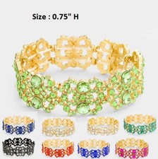 Bohemian Crystal Rhinestone Cocktail Wedding Stretch Bangle Bracelet Bobble Prom