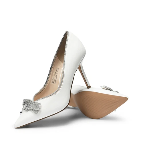 US Women Wedding Dress Pump Shoes High Heel Pointed Toe Slip On Party Pump Shoes - Picture 7 of 16