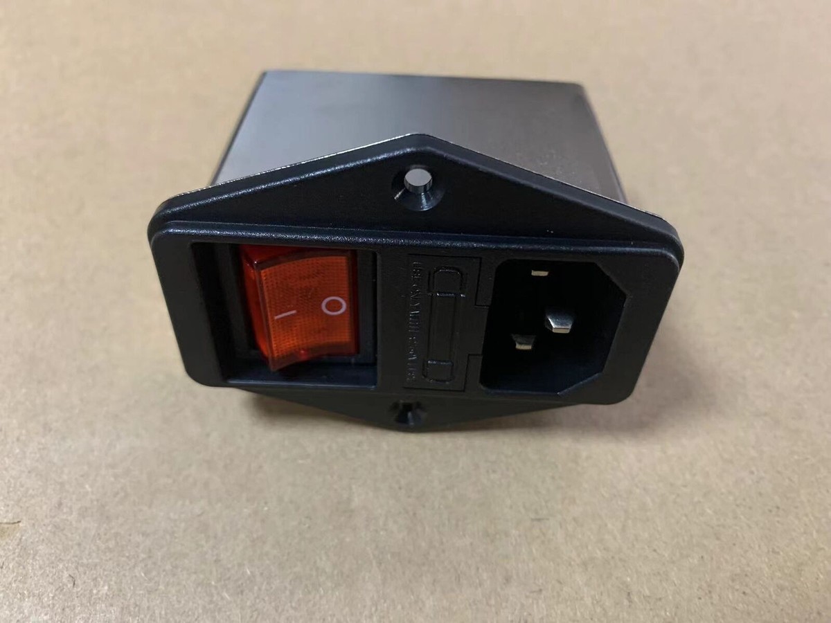 EMI Single-phase AC Power Filter Socket 220V Red with LED Light