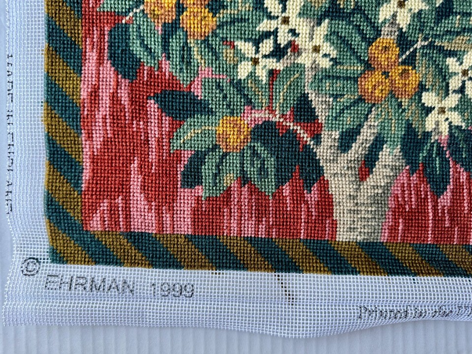 EHRMAN Orange Blossom CANDACE BAHOUTH Tapestry Needlepoint MEDIEVAL FINISHED VTG eBay