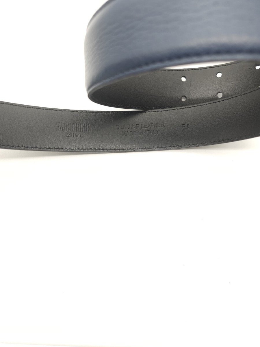 MOSCHINO Couture Blue Belt Moschino Leather Belt With All Over Logo Silver Buckle  main image 4