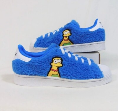  Brand New Adidas The Simpsons Marge Sz 1 Youth Superstar Blue Shoes GZ1774