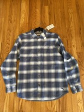 NWT Tommy Bahama Canyon Beach flannel Fireside Blue Plaid Lakewater XLT 158