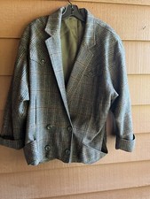Vintage James Pringle Made In Scotland 100% Wool Plaid Jacket Size Xl /14
