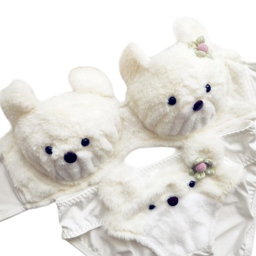 2Pcs Cartoon Intimates Funny Bear Plush Lingerie Anime Bra and Panty Underwear - Picture 11 of 17