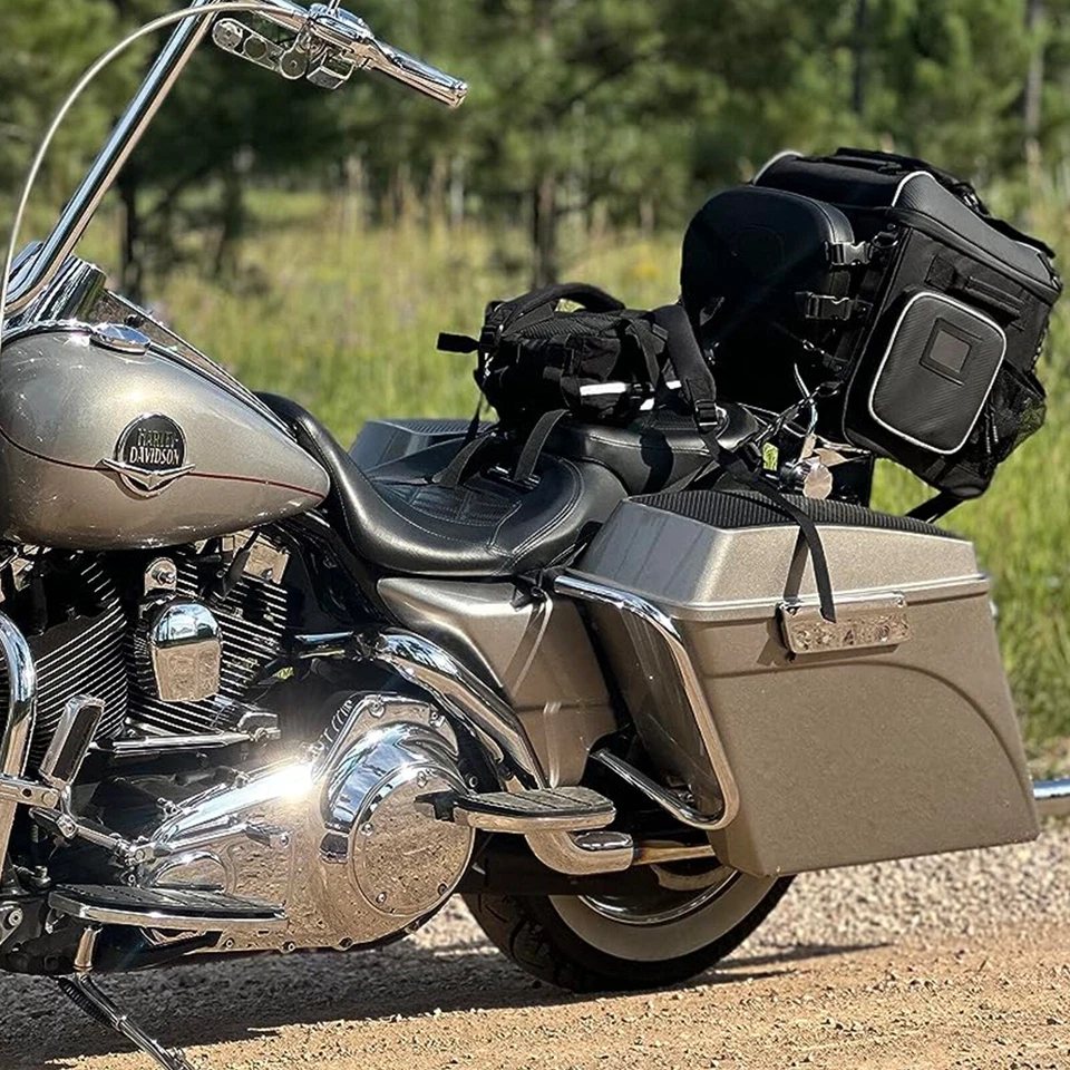 40L Motorcycle Rear Tail Bag Saddle Luggage Storage For Touring Road King Glide - Image 3 of 4