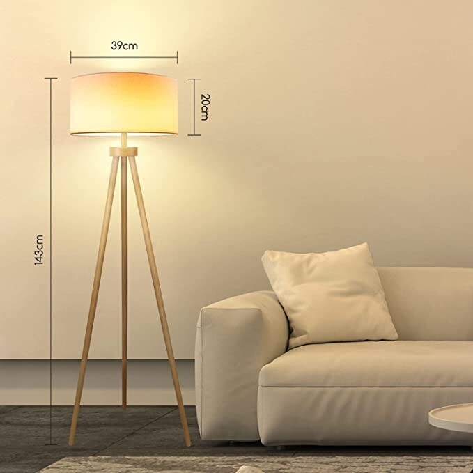 LAMPADA DA TERRA PIANTANA TREPIEDE IN LEGNO VINTAGE RETRO 143CM AIGOSTAR ITALIA