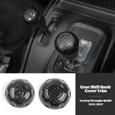 Carbon Fiber Gear Shift Knob Cover Trim Accessories For Jeep Wrangler JK 2011-17