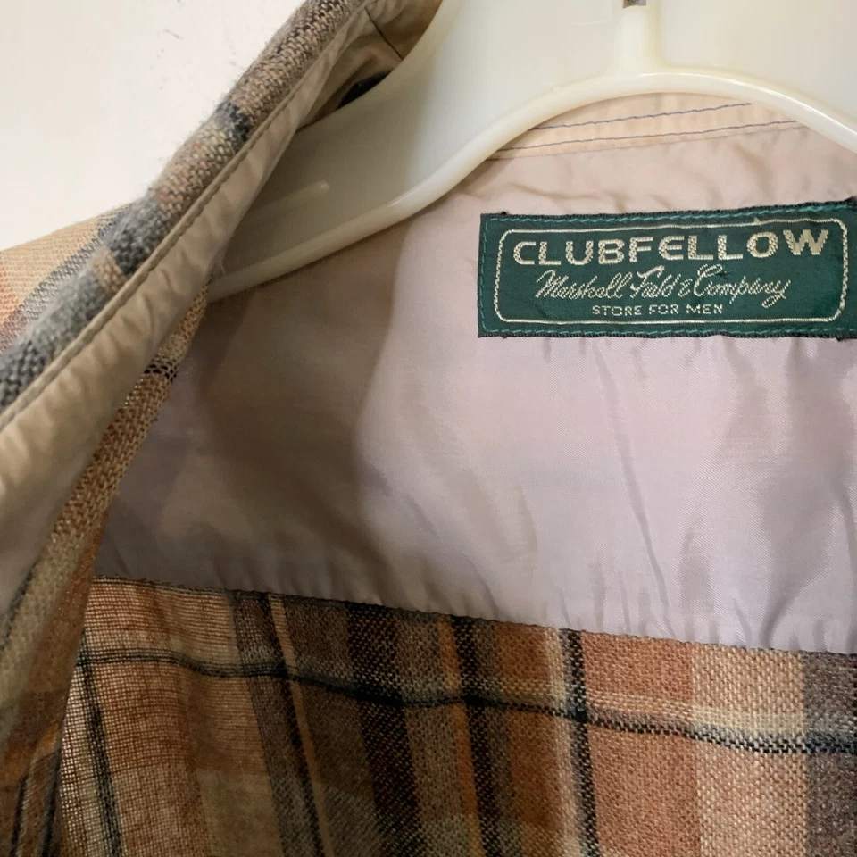 Camisa Vintage Lana Cuadros Talla M Marshall Field Co Manga Larga Gris Tostado COMO ESTÁ Foto 4 de 4