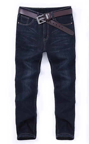 Hombre Invierno Grueso Térmico Jeans Forrado de Vellón Denim Pantalones Algodón Cálidos Pantalones - Imagen 12 de 17