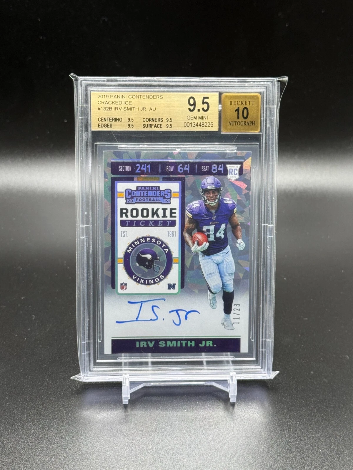 Irv Smith Jr. Panini Contenders #132 Team Logo-Autograph-Cracked Ice