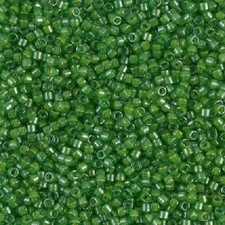 Miyuki Delica DB0274/DB274 11/0 Transparent Kelly Green Color Lined Lime Luster