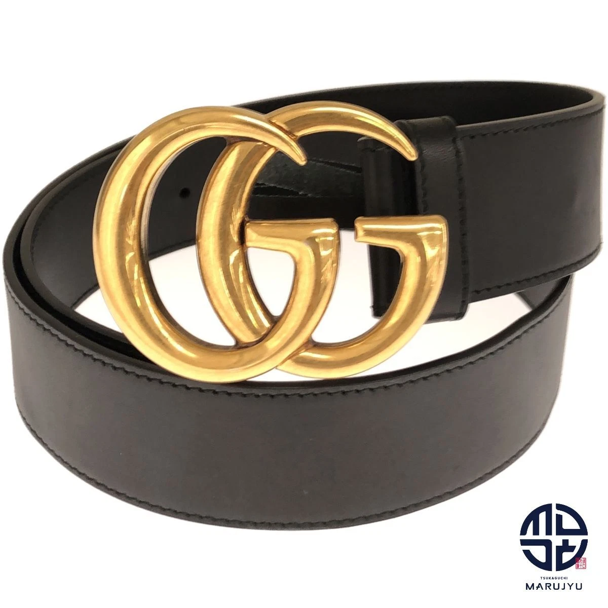 Ceinture femme GUCCI cuir noir double boucle G taille 75