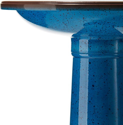 21.5" H Cobalt Blue Faux Ceramic Bird Bath for Outside, Hand-Painted Tall Pedest - Picture 9 of 9