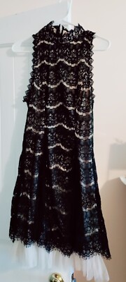 THREE PINK HEARTS Junior Size L BLACK LACE Dress
