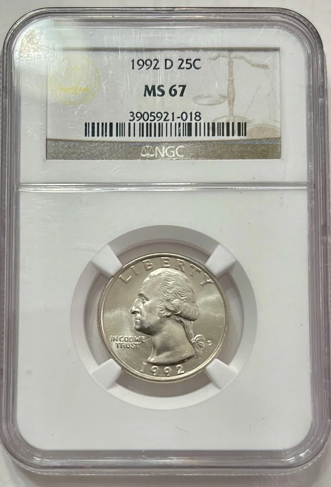 Washington Quarter 1992 D NGC MS 67 Uncirculated 25c Coin - Image 3 of 4