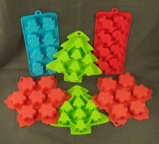 Silicone Candy Molds Christmas  Santa Candy Cane Tree Chocolate Ice Cube Tray