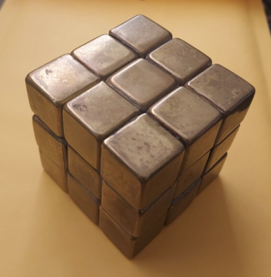 Vintage - Playable Rubik's Rubix Cube Brass Metal Mid century Art